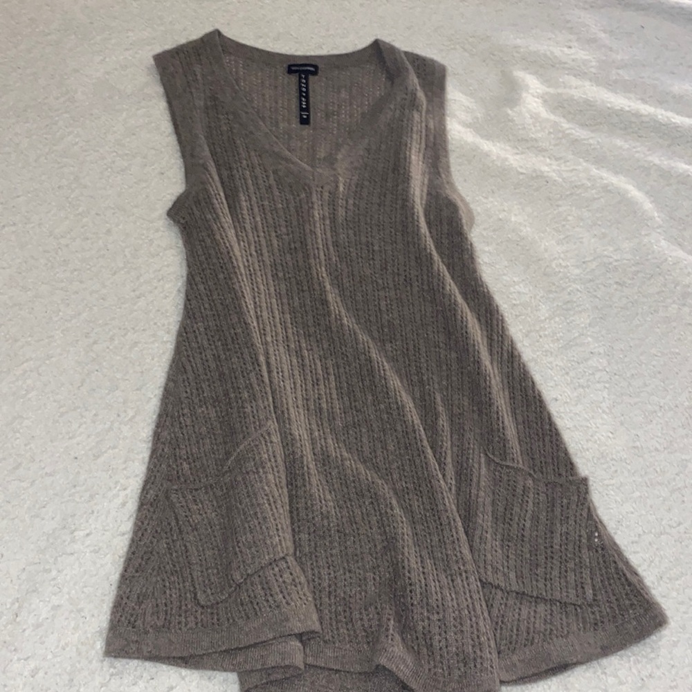 Tana + Bee Beige 100% Cashmere Knit Tank Top